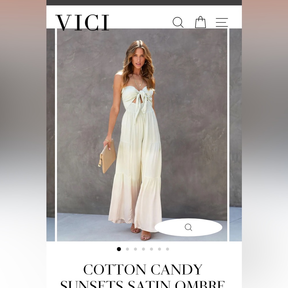 Vici cotton candy strapless satin jumpsuit size large